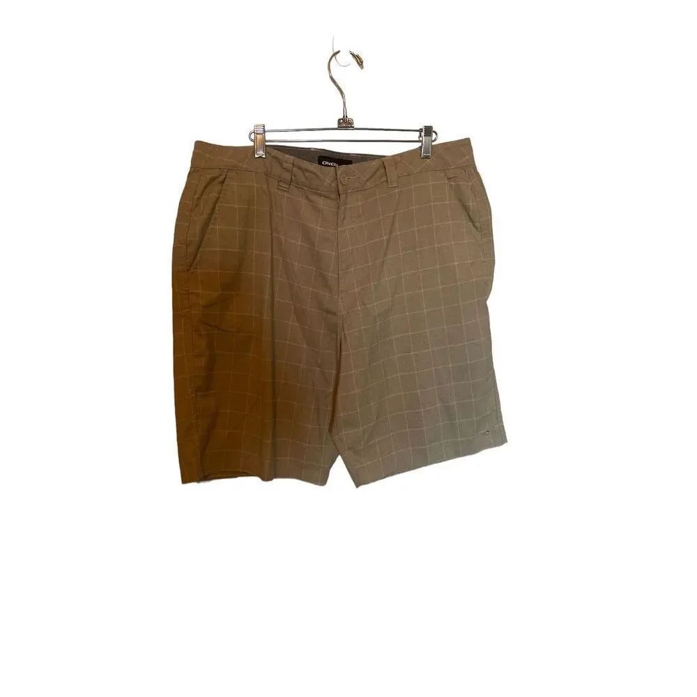 O'neill Mens Brown Casual Plaid Flat Front 4 Pocket Shorts